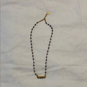 Chic Gold and Blue Beaded Necklace